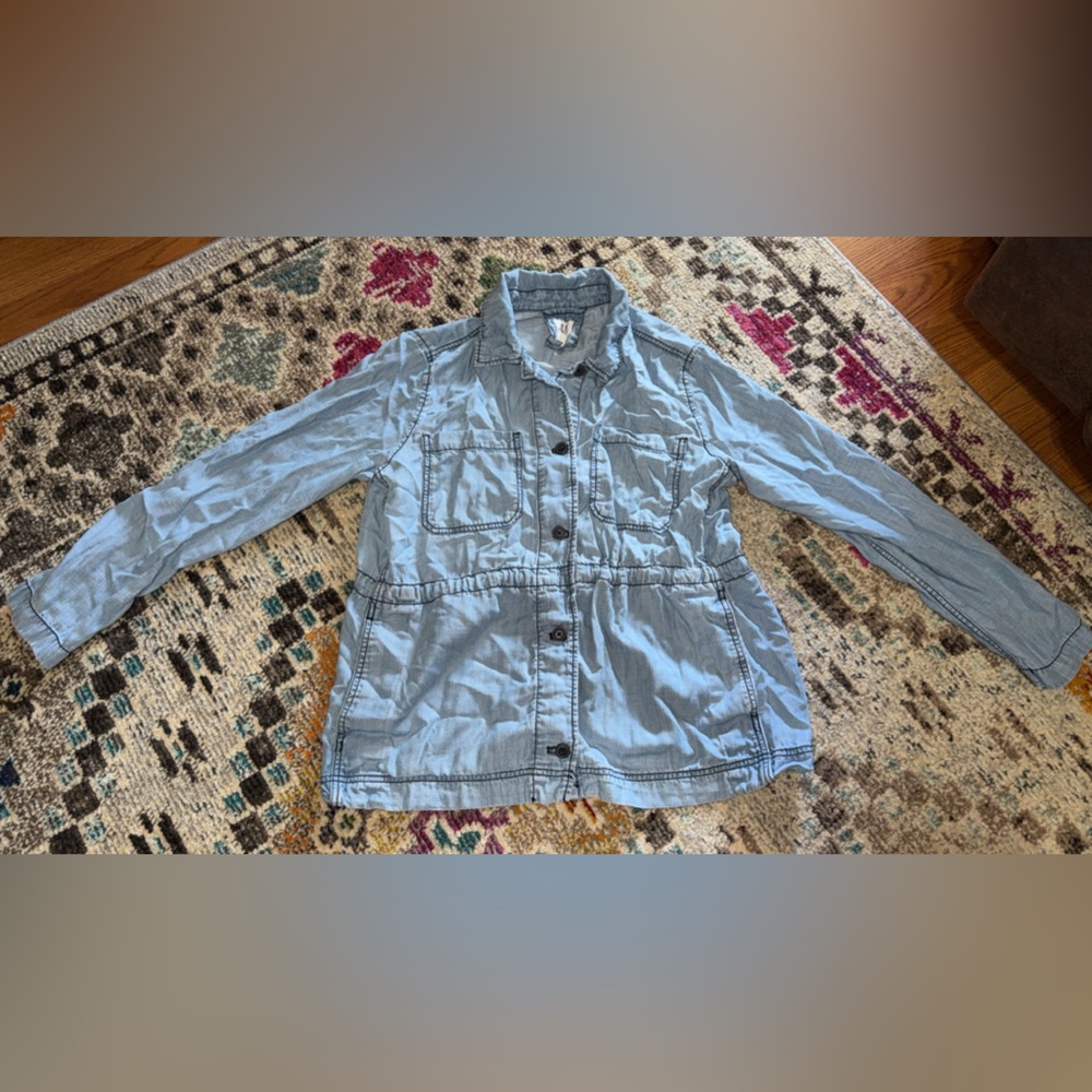 Light Blue Button-Front Utility Jacket GAP